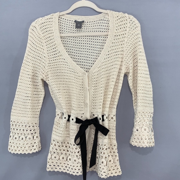 Ann Taylor Sweaters - Ann Taylor Crochet Button Down Sweater